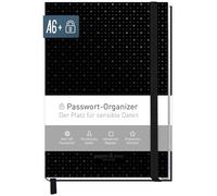 paper&you® libro delle password A6+ con registro A-Z "Black Edition" per 320 dati di accesso, piccolo gestore di password, libro delle password tedesco - sostenibile e rispettoso del clima