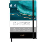 paper&you® Libro password A6+ con registro A-Z "Shiny Teal" per 320 dati di accesso, piccolo password manager, libro password tedesco - sostenibile e rispettoso del clima