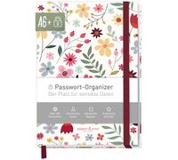 paper&you® Libro password A6+ con registro A-Z "Wild Flower" per 320 dati di accesso, piccolo password manager, libro password tedesco - sostenibile e rispettoso del clima