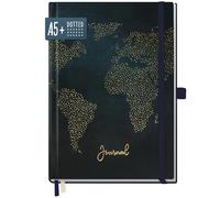 paper&you® Premium Dotted Journal punteggiato [Travel the World] taccuino A5-188 pagine di carta spessa - diario a punti, elastico, portapenne - sostenibile e climaticamente neutro