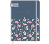 paper&you - Taccuino a pois, formato A4+, con elastico, motivo: Flying Flowers, 156 pagine, a pois, per schizzi, diario - sostenibile e rispettoso dell'ambiente