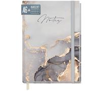 paper&you® - Taccuino a quadretti A6+ con elastico [grigio marmo] con 156 pagine, 78 fogli | taccuino per appunti Bullet Journal, diario | sostenibile e rispettoso dell'ambiente