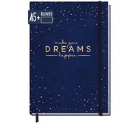 paper&you® taccuino A5+ bianco con elastico "Realizza i tuoi sogni" 156 pagine, 78 fogli - come journal sketchbook quaderno diario - sostenibile e rispettoso del clima
