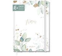 paper&you® taccuino A5+ con linee e Banda elastica "Blattgold" 156 pagine, 78 fogli - come Journal, agenda - Sostenibile & rispettoso con il clima