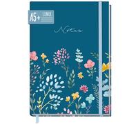 paper&you® taccuino A5+ con linee e Banda elastica "Happy Flower" 156 pagine, 78 fogli - come Journal, agenda - Sostenibile & rispettoso con il clima