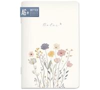 paper&you® taccuino A6+ griglia punteggiata "Flower Joy" con 64 pagine, mini diario punteggiato - Sostenibile & rispettoso con il clima
