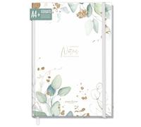 paper&you® taccuino con linee A4+ con Banda elastica "Foglia d'oro" 156 pagine, 78 fogli - diario, album da disegno, agenda - Sostenibile & rispettoso con il clima