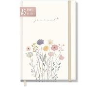 paper&you - Taccuino "Flower Joy", formato A5, con elastico, 156 pagine, a pois, sostenibile, rispettoso del clima