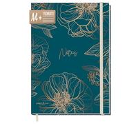 paper&you® Taccuino foderato A4+ con Banda elastica "Fiore d´oro" 156 pagine, 78 fogli - diario, album da disegno, agenda - Sostenibile & rispettoso con il clima