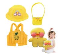 Papera di peluche con vestiti, Papera di peluche con vestiti e | Abbigliamento per bambole animali dei cartoni animati - Simpatico peluche a forma di animale per ragazze, peluche abbracciabile con cos