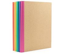 PAPERAGE 6-Pack Composition Notebook Journals, 120 Pages, Kraft Cover with Rainbow Spines, College Ruled Lined Paper, Small Size (8 in x 5.75 in) - For Home, Office or School Supplies