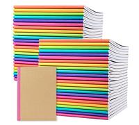 PAPERAGE Confezione da 48 quaderni per composizione, copertina in carta kraft con dorso arcobaleno, 120 pagine, carta a righe, di piccole dimensioni (20,3 x 14,6 cm), per scuola, ufficio o uso