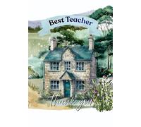 Paperback Composition Notebook: Best Teacher - Thank You: Watercolor Country Cottage Journal, 6x9 inches, 100 College Ruled Pages, Appreciation Gift for Teachers