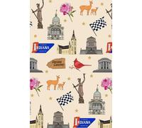 Paperback soft cover notepad notebook journal with Indianapolis IN Indiana Downtown landmarks in beige, 150 lined pages