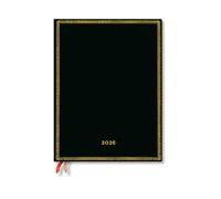 Paperblanks 2026 Black Edition Old Leather Collection 12-Month Planner Flexis Ultra Day-At-A-Time Elastic Band 432 Pg 80 GSM