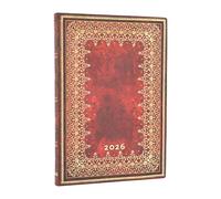 Paperblanks | 2026 Foglia d'Oro | Collezione Antica Pelle | 12 Mesi Flexis | Midi | Orizzontale | Chiusura con Fascia Elastica | 176 Pg | 100 GSM