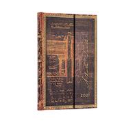 Paperblanks Agende 12 Mesi 2021 Tesla, Bozzetto di una Turbina | Orizzontale | Midi (130 × 180 mm)