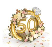 papercrush® Biglietto anniversario matrimonio pop up per nozze d'oro - Carta regalo 3D per 50 anni matrimonio, Biglietto d'auguri con busta per porta soldi per donne e uomini (genitori, nonno, nonna)