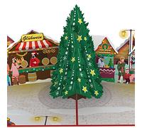 papercrush® Biglietto di Natale pop-up con mercantino di Natale - Biglietto di Natale 3D con albero di Natale per colleghi, Biglietto d'auguri natalizio con villaggio per donne (amica, mamma) e uomini