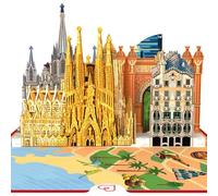 papercrush Biglietto pop-up Barcellona - Speciale biglietto di compleanno o regalo in denaro per cassa da viaggio, carta regalo 3D o buoni hotel per compleanno, buono di viaggio per un viaggio in