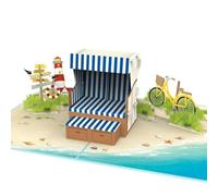 papercrush Biglietto pop-up, cestino da spiaggia - biglietto di compleanno 3D per donne, regalo in denaro per vacanze al mare e cassa delle vacanze, buono da viaggio per Mare del Nord, Sylt & Mar