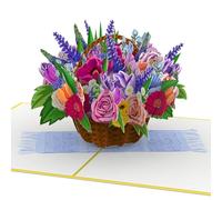 papercrush® Biglietto pop up Cestino fiorello - Biglietto d'auguri 3D per fidanzata, zia o moglie (biglietto di compleanno, grazie, buona guarigione), Biglietto con mazzo di fiori per il pensionamento