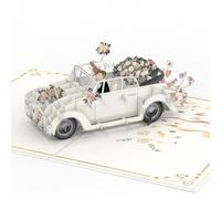 papercrush® Biglietto pop-up con auto per matrimonio, 3D con auto just married, elegante biglietto di auguri per matrimonio, regalo in denaro per viaggi di nozze e luna di miele di sposi