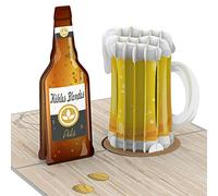 papercrush® Biglietto pop up con birra - Biglietto auguri compleanno 3D divertente per uomo (amico, marito, fratello, zio), Biglietto d'auguri 18 anni con boccale di birra, Carta regalo festa del papà