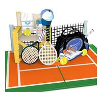 papercrush Biglietto pop-up da tennis - Divertente biglietto di compleanno 3D con racchetta da tennis per giocatori di tennis (uomini, donne, bambini) - Idea regalo di compleanno per allenatori di