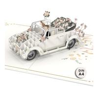 papercrush® Biglietto pop-up grande con auto just married per matrimonio - Biglietto d'auguri 3D XXL per matrimoni formato DIN A4 adatto per accompagnare un regalo in denaro per luna di miele