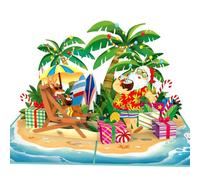 papercrush® Biglietto pop up natalizio Babbo Natale sulla spiaggia - Divertente biglietto di Natale 3D per bambini, donne, uomini, Biglietto d'auguri di Natale fatto a mano con busta per mamma o pappa
