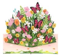 papercrush® Biglietto pop-up prato fiorito e farfalle - Biglietto auguri compleanno 3D con prato floreale per donne e bambini (auguri nascita bimba, buon miglioramento, pensionamento, ringraziamento)