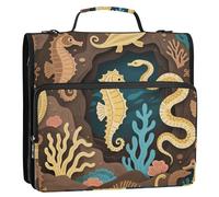 Papercut Sea Horse Brown 3,8 cm 3 anelli raccoglitore con cerniera con tracolla e manico impermeabile materiale scolastico organizzatore adatto per la scuola media