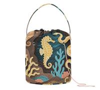 Papercut Sea Horse Brown Crochet Storage Uncinetto Forniture Organizer con fori Crochet Tote per Crochet Strumenti Artigianato Storage