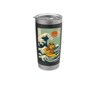 Paperella Di Gomma Samurai Surf Onda Giapponese Katana Bicchiere termico in acciaio inox doppia parete