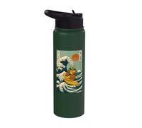 Paperella Di Gomma Samurai Surf Onda Giapponese Katana Stainless Steel Insulated Water Bottle