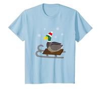 Paperella Natalizia con Cappello di Babbo Natale Maglietta, Bambini, Celeste, 6 Anni