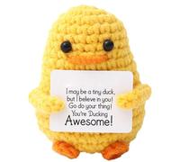 Paperella positiva all'uncinetto, 7,6 cm, fatta a mano, emotiva per rallegrare il sostegno di compleanno di Natale calza Stuffer, You're Duck Awesome, divertente sottaceto patate