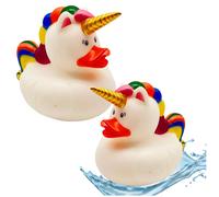 Paperella unicorno da bagno - bianca con criniera e coda arcobaleno