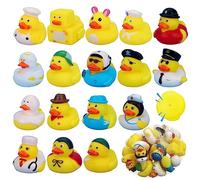 Paperelle di Gomma Bagno,Forreen 17 Pcs Giocattolo da Bagno per Bambini Galleggiante e Squittio Paperella di Gomma Carino Giocattoli da Bagnetto con Borsa a Rete per Baby Doccia Spiaggia e In Piscina