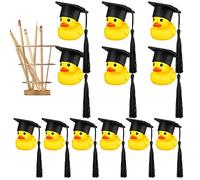 Paperelle di Gomma per Laurea, 12-24 Pezzi Anatre Morbide per Laurea con Cappello Nero, Bomboniere Papere di Gomma per Feste di Compleanno, Decorazioni per Bomboniere, Doccia per Bambini, Festa