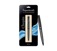 Paperkraft Chopin, penna a sfera blu (confezione da 1), elegante e classica, finitura grigio opaco, prodotti da regalo di alta qualità, corpo interamente in metallo, ideale per professionisti,