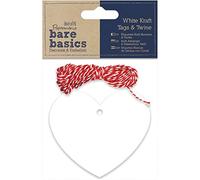 Papermania 20-Piece Nudi Basics Cuore Kraft Tag e Spago, Bianco