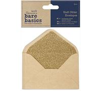 Papermania Bare Basics - Buste in Carta Kraft Glitterata, 7 x 10 cm, Confezione da 4, Colore: Marrone