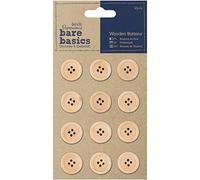Papermania Bare Basics-Set di 12 Bottoni in Legno, Colore: Marrone Naturale