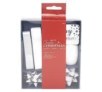 Papermania Create - Set di Fiocchi Natalizi e Nastri, Colore: Bianco Argento