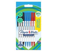 PAPERMATE - 2187680 - Penna sfera - cappuccio - Kilometrico Recycled - punta 1,0 mm - colori assortiti - Papermate - conf. 8 pezzi - 101523 - Conf. da 1 Pz. - 2187680