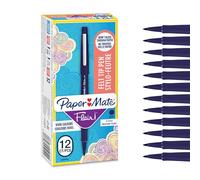 Papermate Flair Nylon Penna con Punta Sintetica, Punta Media da 0.7 mm, Scatola da 12, Blu Navy