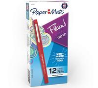 Papermate - Flair Original - Pennarello da Scrittura, Punta Larghezza 1,0mm, Colore dell'Inchiostro: Rosso, Scatola da 12.