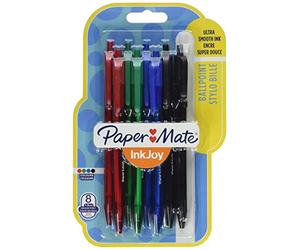 Papermate - Lotto di 8 penne a sfera Inkjoy assortite